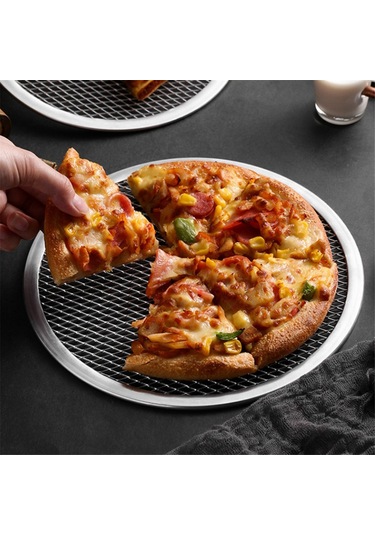 9 İnç Alüminyum Dikişsiz Kenarlı Pizza Pişirme Ekranı Gümüş