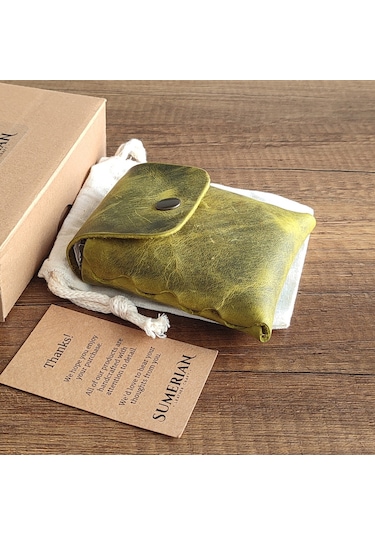 Sumerian Leather Craft Deri Sigara Kılıfı Limon Yeşili 2