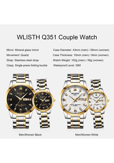 Yunboo Wlısth Q351 Kadın Kol Saati - Paslanmaz Çelik Kordon, 30m Su Geçirmez, Akıllı Gündem/tarih Gösterimi, Akşam Görünürlüğü, Zirve Kol Saati Çok Renkli