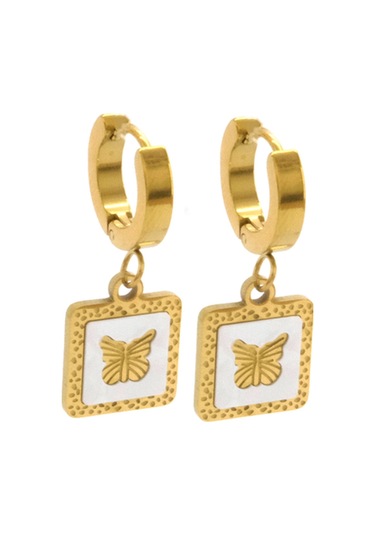 Ferizz Çelik Küpe Altın Kaplama Kadın Kelebekli Sallantılı Model Unk-815 Altın