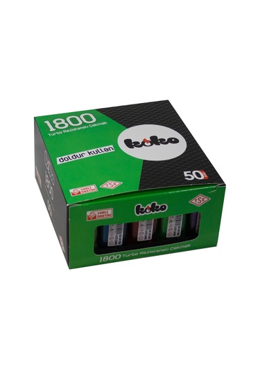 Mixoyuncak Çakmak  1800 Turbo Şeffaf Çakmak Rüzgarda Sönmeyen 50'Li