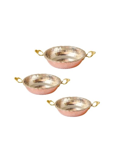 Bakır Tava Tırtıklı 3'lü Set Bakır