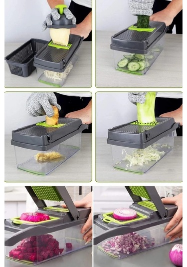 Çok Amaçlı Rende Lüx Küp Rende 13 Parça Hazneli Sebze Doğrayıcı Dicer Dilimleyici Kesici