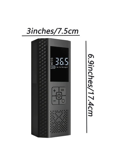 Primepickings Siyah 150psı Dijital Basınç Göstergeli Otomatik Kapanmalı Portatif Araba Lastik Şişirme Pompası Suv Bisiklet Moto Top Led Işık