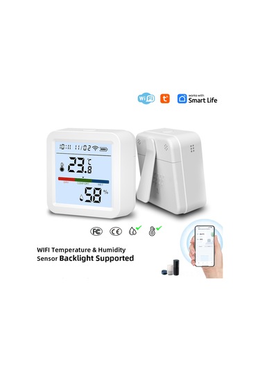 Ruicoo Akıllı Wifi Termometre Higrometre - Gerçek Zamanlı Sıcaklık Ve Nem Ölçer, Lcd Ekranlı, Kablosuz İzleme, Ev Ve Sera Kullanımı İçin
