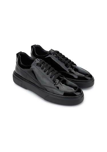 Tamer Tanca Erkek Hakiki Deri Siyah Rugan Sneakers & Spor Ayakkabı 1093 2620 Erk Ayk Y25 Sıyah Rgn Siyah