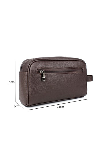 Erkek Kahverengi Kozmetik Makyaj Tıraş Çantası Erkek El Çantası