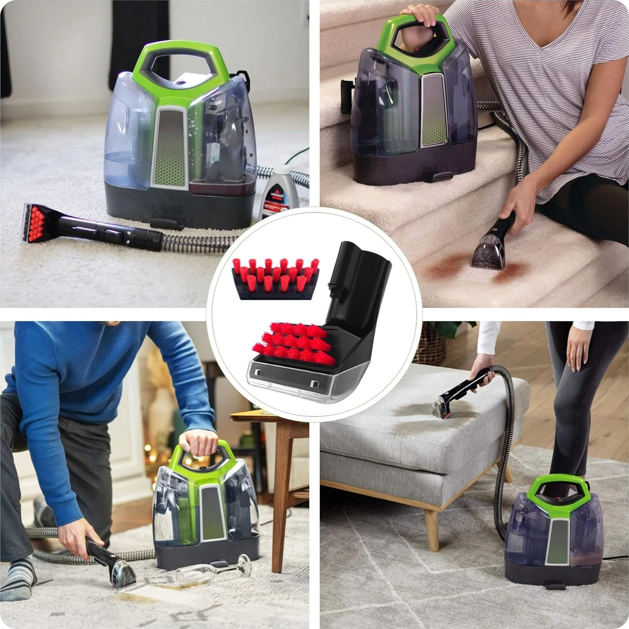 Mufunye Ev Temizliği Aparatı: 2'li Paket Abs Nilon Fırça, Koltuk Halı Araç Koltukları İçin Güçlü Lekeler Temizleyici Kırmızı