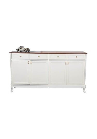 Masifart_Mobilya Masifart Kns07 Ahşap Tablalı Country Konsol Beyaz Lake