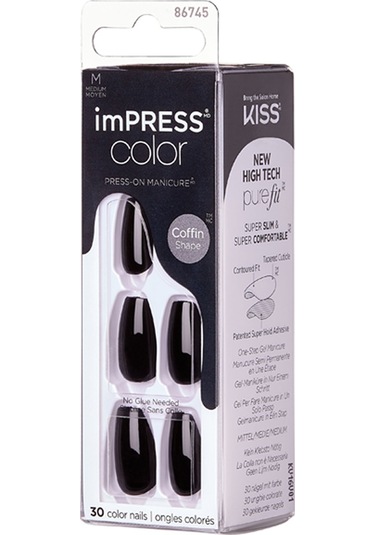İmpress Color Kendinden Yapışkanlı Takma Tırnak Uzun Siyah