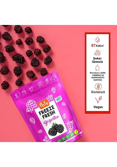Pol S Freeze Fresh Dondurularak Kurutulmuş Böğürtlen 20 Gr 20 G