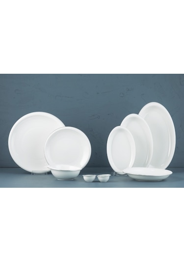 Evaliza Stripe Platin 30 Parça Yemek Takımı- 6 Kişilik Beyaz - Platin