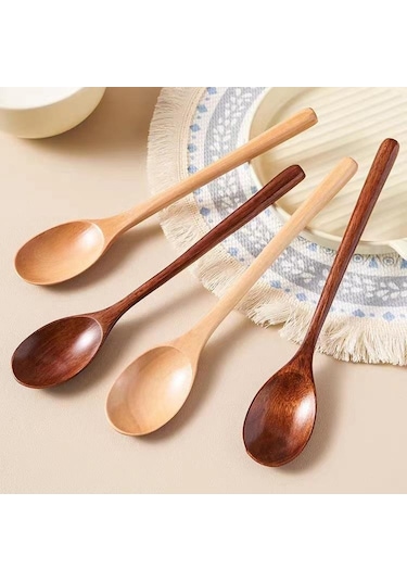 Kahverengi Tahta Kaşık Sofra Mutfak Pişirme Gereçler Araçları Çorba Çay Kaşığı Catering Pişirme Gereçler Aracı Kahve Çorba Çay Kaşığı