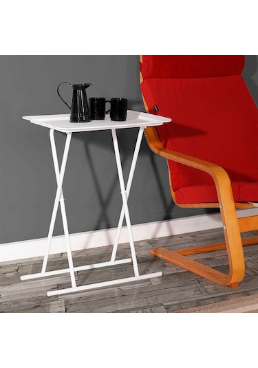 Adore Mobilya Handy Mate Katlanabilir Tepsili Sehpa Beyaz