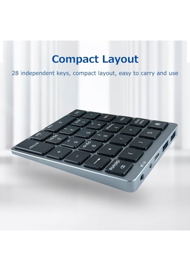 28 Tuşlu Kablosuz Sayısal Klavye Finansal Muhasebe Ofis Klavyesi Bt+usb Çift Modlu Bağlantı Dahili Lityum Pil