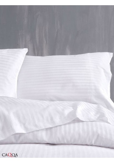 Caqqa Çizgili Saten 2 Adet 50x70 Cm Yastık Kılıfı