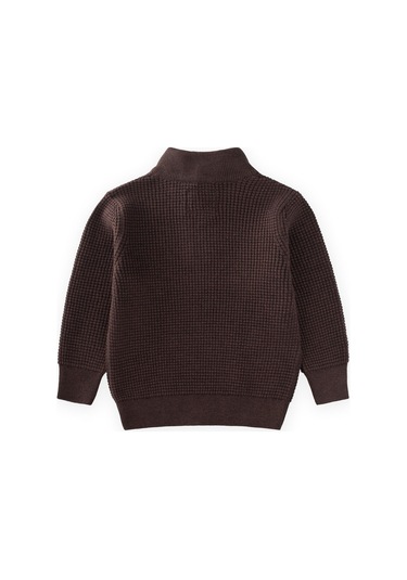 Selanik Triko Fermuarlı Kazak 2-11 Yaş Kahve Kahve