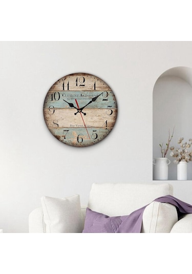 Homyl Ahşap Duvar Saati 12 Inç Dekoratif Kuvars Saatler Yatak A A