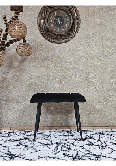 Siyah Sivriltmel Ayaklı 60 Cm Puf Bench - Puf - Bench - Oturak - Çok Renki