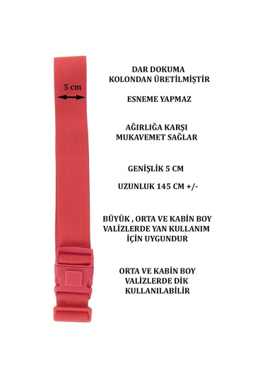 Case Cub 2 Adet Kırmızı Valiz Bavul Kemeri Aç Kapat Emniyet Kilitli Ayarlanabilir Kırmızı