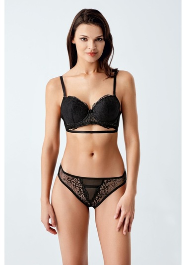 Luw 6116 Siyah Dolgulu Sütyen Külot 2Li Takım Siyah