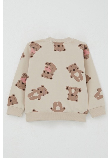 Breeze Kız Bebek Eşofman Takım Mutlu Ayıcık Desenli 6 Ay-2 Yaş, Bej Bej