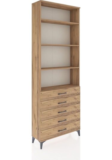 Arges Dolap 4 Raflı 5 Çekmeceli 88x30x243 Çam-çam Atlas Çam