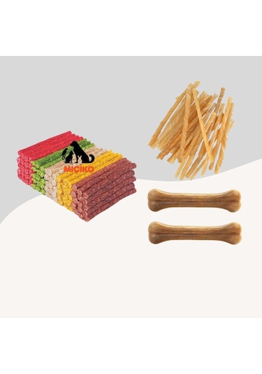 Köpekler İçin Ödül Seti1 100lü Munchy+100lü Burgu+2li 7cm Kemik