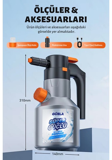 Şarjlı Otomatik Yüksek Basınçlı Oto Araba Temizleme Köpük