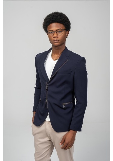 Cekmon Erkek Çift Yönlü Açılır Fermuarlı Rahat Ceket Beyaz