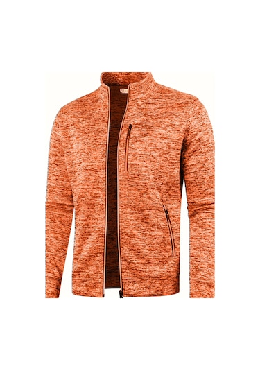 Ghassy Co. Erkek Kırçıllı Yüzey Hafif Rüzgar Geçirmez Tam Fermuarlı Polar Ceket Turuncu