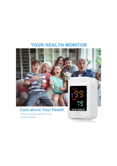 Vkemall Pulse Oksimetre Parmak Ucu Klipsli Nabız Oksimetresi L-ed Renkli Ekran Mini Spo2 Monitörü Oksije Beyaz