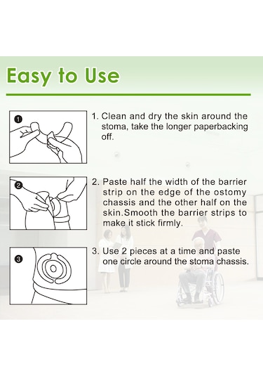 20 Adet Elastik Ostomi Bariyer Şeritleri Hidrokolloid Su Geçirmez Sızıntı Cilt Yapışkanlı Ostomi Bariyer Bandı Kolostomi Çantası
