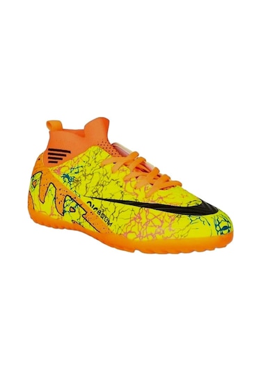Çoraplı Bilekli Boğazlı Halısaha Futbol Ayakkabısı Sarı - Turuncu-sarı Sarı