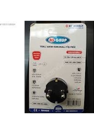 As Bakalıt Akım Korumalı Priz Anahtarlı 3500W 16 A