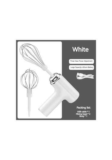 Jialan Usb Şarj Edilebilir Elektrikli Yumurta Çırpıcı Kablosuz Beyaz
