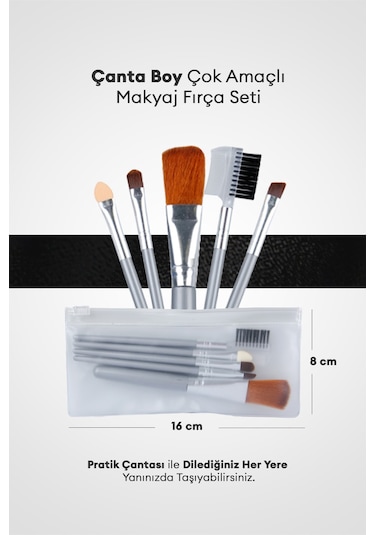 Çanta Boy Çok Amaçlı Makyaj Fırça Seti Brush Set Gray 5adet 49267396