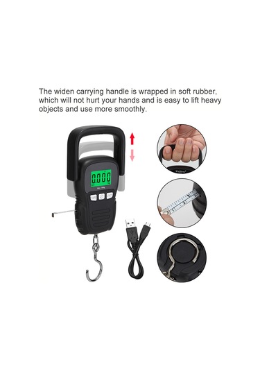 Ximistore9 50kg Taşınabilir Kanca Terazi - Yeşil Ekranlı, Sesli Uyarılı, Abs Malzeme
