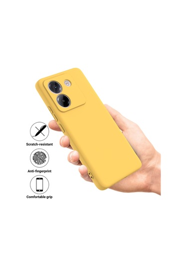 Xiaomi Poco M7 Pro 5g İçin Düz Renk Sıvı Silikon Damlaya Dayanıklı Tam Kapsama Telefon Kılıfı Sarı