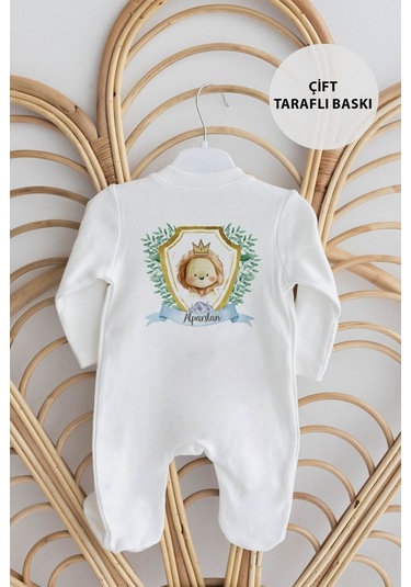 Lilabio %100 Organik Isme Özel Isimli 10lu Hastane Çıkışı Aslan Ekru