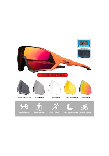 Kapvoe Sunlight Değişebilir 5 Lens Mtb Polarize Bisiklet Spor Dağ
