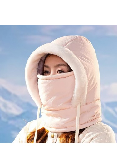 Kış Açık Hava Kayak Termal Yüz Maskesi Boyunluk Şapka Pembe