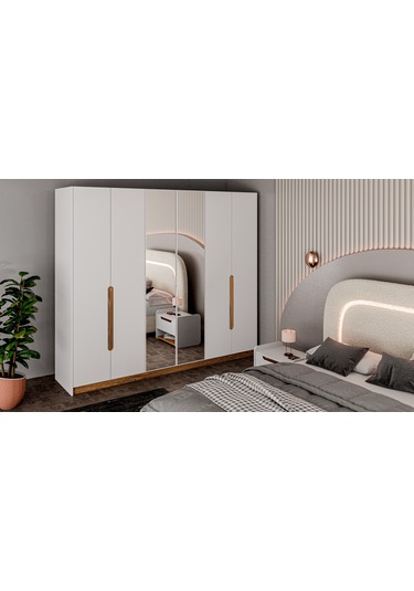 Sahra Yatak Odası Takımı 6 Kapılı Gardırop 100% Mdf Bazalı