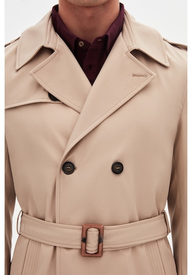 Ds Damat Regular Fit Koyu Bej Apoletli Beli Kemerli Pardösü/trenckot 1hf08ort00013 918