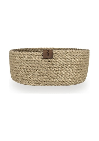 Naturalove Dekoratif Jüt Sepet - Yuvarlak / Büyük Boy Kahverengi