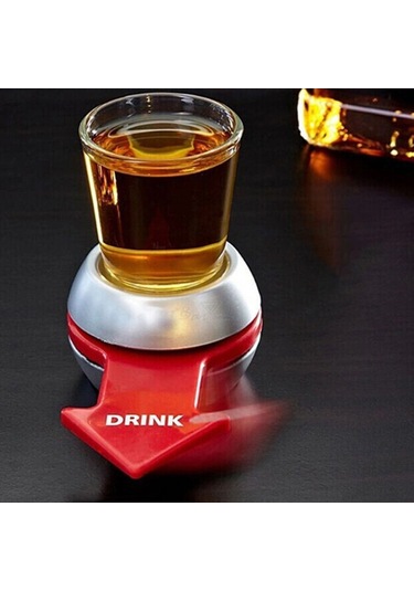 Lemestar Parti Eğlence Spin Çarkı İle 40ml Şişe - Alkollü Oyunlar, Bar Ve Davetler İçin Abs + Cam Malzeme Gri - Kırmızı
