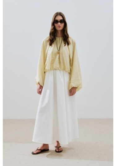 Balon Form Kısa Bluz Soft Sarı Soft Sarı