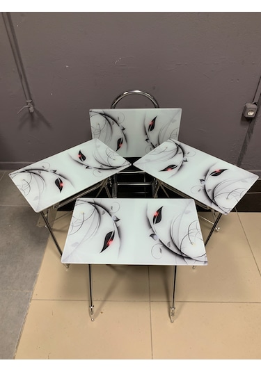 Camlı Çanta Sehpa, Sehpa, Zigon, 4lü Zigon, Çanta Sehpa-nilüfer