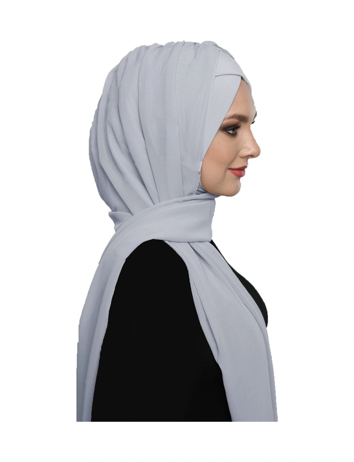 Şallı Takmatik Sade Açık Gri Hazır Türban Tesettür Bone Namaz Örtüsü Açık Gri