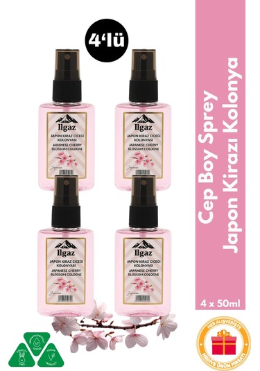 Japon Kiraz Çiçeği Kolonyası 4 Lü Sprey Set Çiçeksi Ve Kalıcı Koku - 4x50 Ml